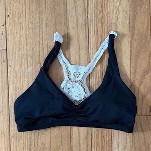 Black crochet bathing suit top